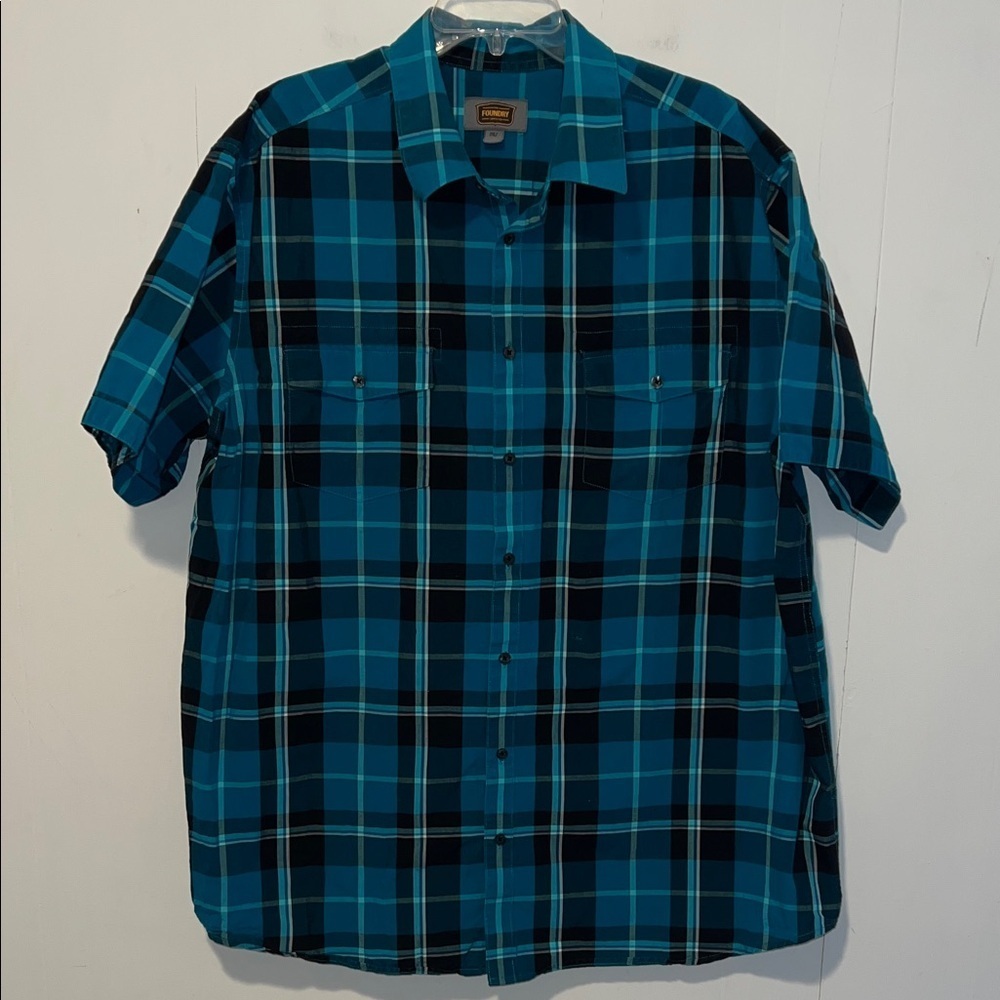 The Foundry Supply Co. Blue and Black Plaid Shirt I21